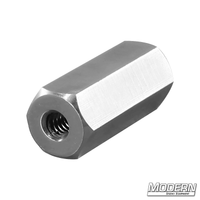 Aluminum adapter with 1/4" female thread to 3/8" female thread for film grip and rigging.