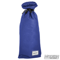 Large blue storage bag with nylon cord for tying, plastic sleeve for labeling, ideal for film grip and rigging, showcased by Modern Studio Equipment.