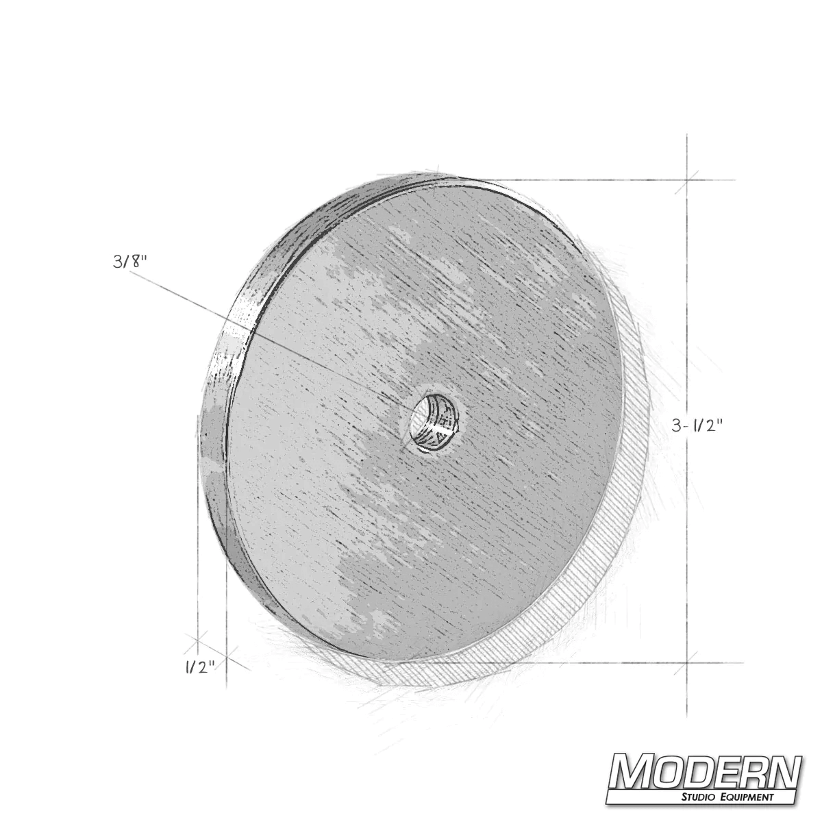 3-1/2-inch Aluminum Washer with 3/8-inch hole and 1/2-inch thickness for film grip and rigging