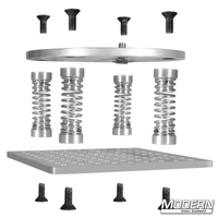 Shaky Cam with 3/8-inch Slot, showing 6061 aluminum slotted plate, high strength springs, and screws for film grip rigging.