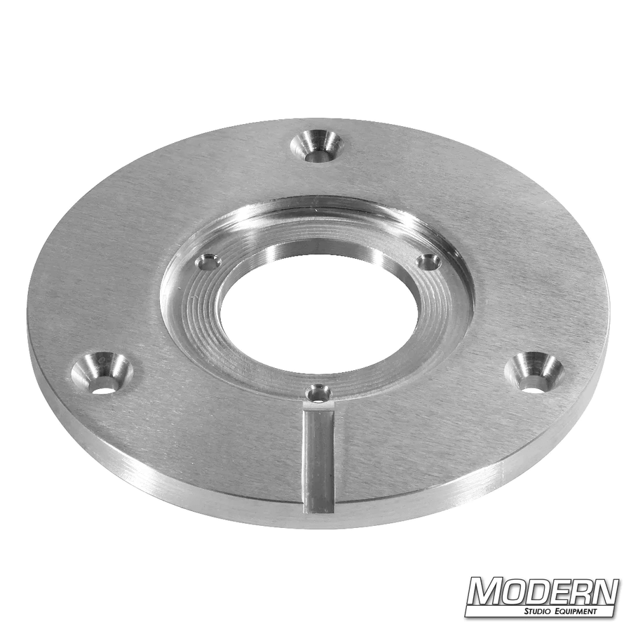 Round Mitchell plate with 3 countersunk holes for film grip rigging, 7-3/4" aluminum diameter, used to create Mitchell risers.