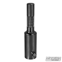 Black Zinc Pipe Receiver to Junior Male for 1-1/4-inch Speed-Rail, film grip rigging accessory.