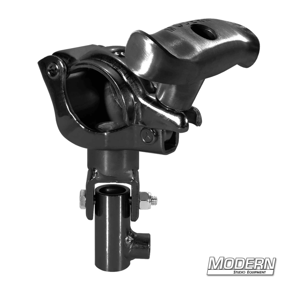 Grid Clamp to 5/8-inch Swivel - Black Zinc with Spin Handle