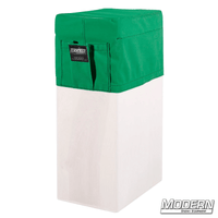 Vertical Apple Box Seat Cover with pocket, featuring durable Cordura 1000 fabric, ideal for film, grip, and rigging applications.