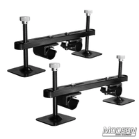 Black zinc hood mount leg assembly pair for 1-1/2" Speed-Rail®; essential for film grip and rigging equipment setup.